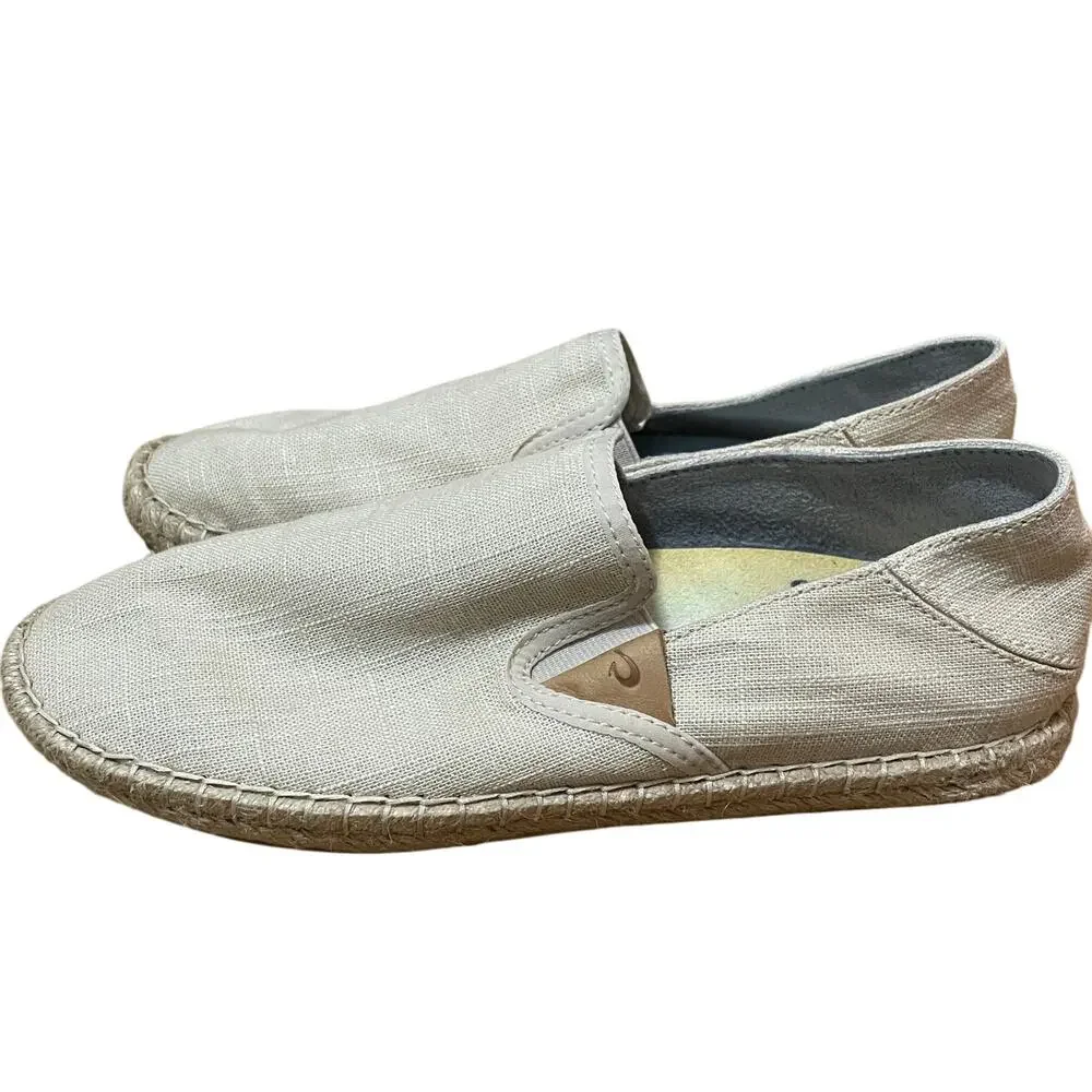 OluKai Kaula Pa'a Kapa Womens 8 Espadrille Slip On Shoes Kapa‎ Shell 20449-2020